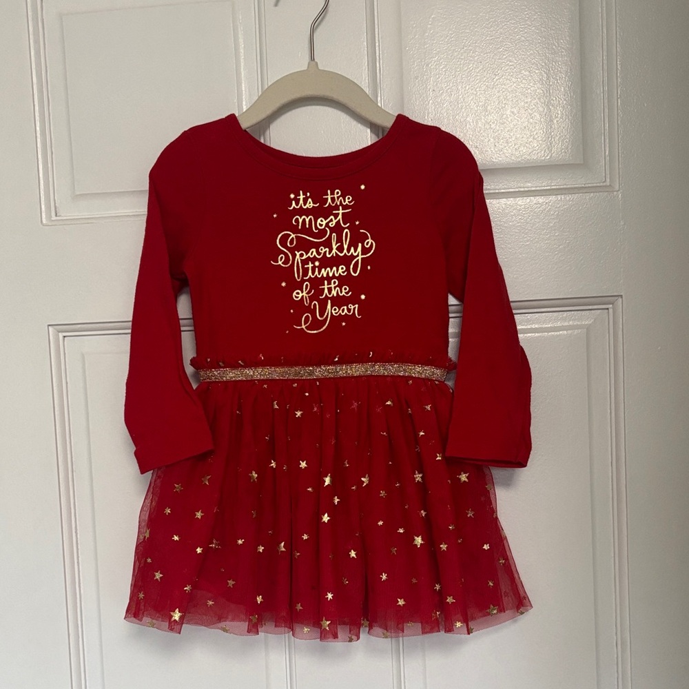 Cat & Jack Red Dress with Gold Accents